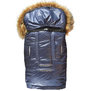 Pastel Navy Organic Premium Beige Wool Adjustable Footmuff