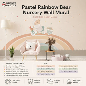 Baby Beige Rainbow Wainscot Nursery Wall Mural by Sticker Master