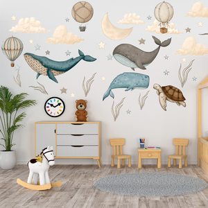 Flying Whale Wall Decal