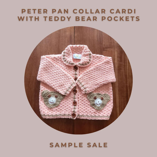 Peter Pan Collar Cardi with Teddy Bear Pockets