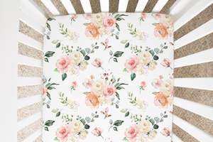 Fitted Crib Sheet - Peach Floral