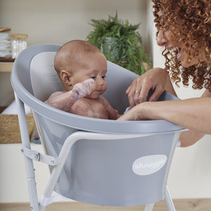 Newborn Bath Essentials Bundle | Baby Bath with Support Bump, Soft Backrest & Rinse Jug | Safe & Stylish Bathtime Set - Taupe