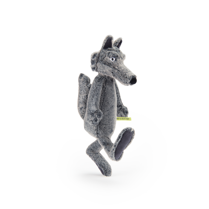 Soft plush wolf toy from "Ecole des loisirs" perfect for cuddling and imaginative play. Ideal for babies and toddlers.