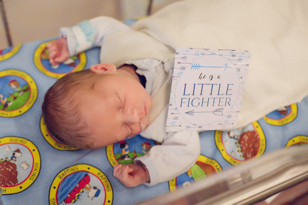 Boy Preemie Three Little Tots NICU Milestone Cards in Plastic