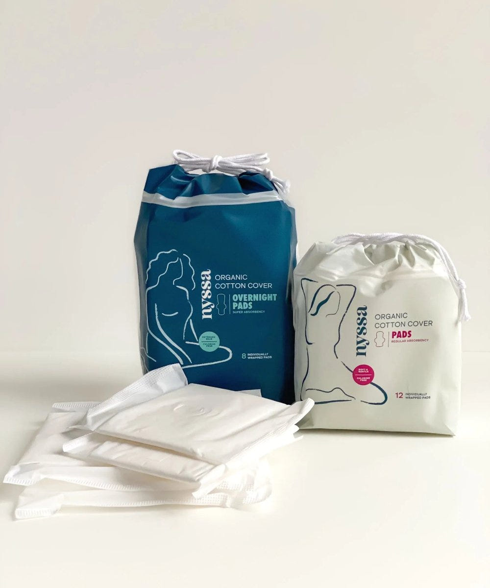 "Day-To-Night Organic Cotton Cover Period Pads Bundle for comfortable menstrual protection."