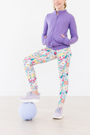 Petal Power Active Legging for babies, featuring a vibrant floral design and comfortable fit, shown from angle 6.