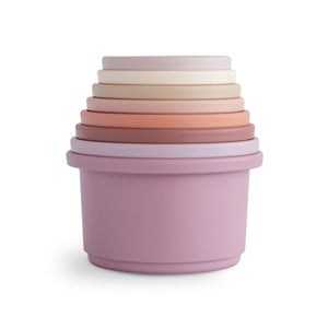 Mushie Stacking Cups Toy colorful round tower for baby play
