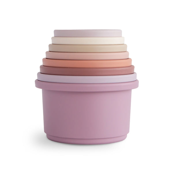 Mushie Stacking Cups Toy colorful round tower for baby play