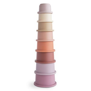 Mushie Stacking Cups Toy colorful round tower for baby play