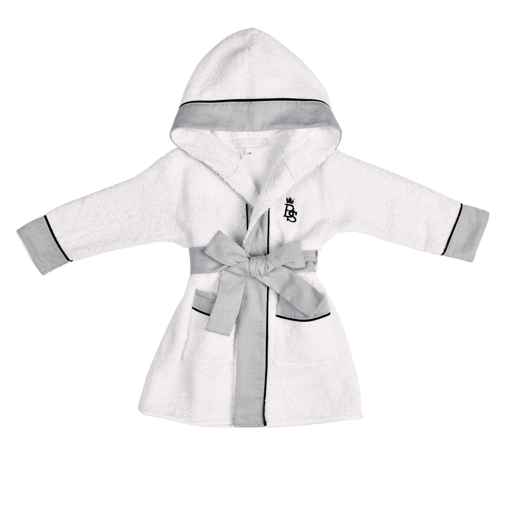 PETIT MARIN | Boys Grey & White Cotton Bathrobe