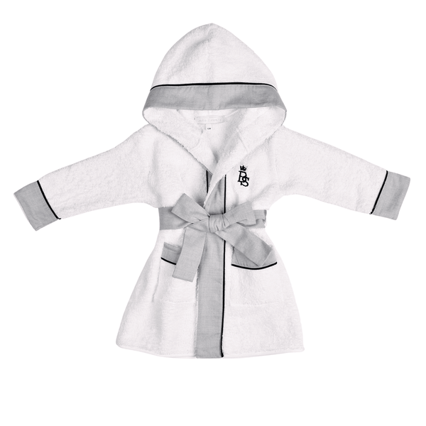 PETIT MARIN | Boys Grey & White Cotton Bathrobe