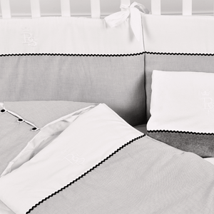 PETIT MARIN | Boys White & Grey Cotton Bed Bumper