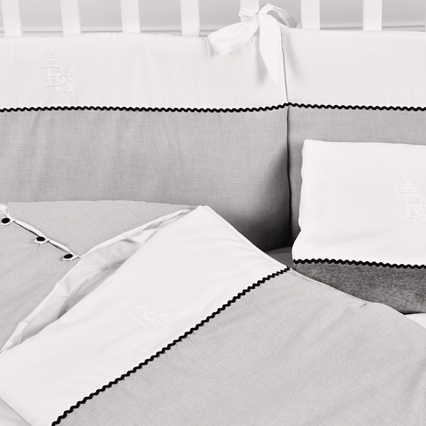 PETIT MARIN | Boys White & Grey Cotton Bed Bumper