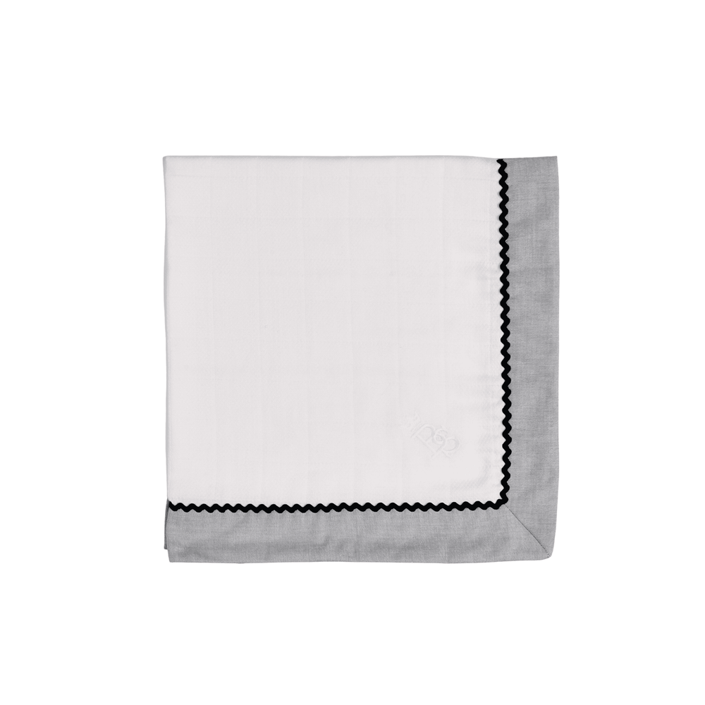 PETIT MARIN | White & Grey Muslin Square (75cm)