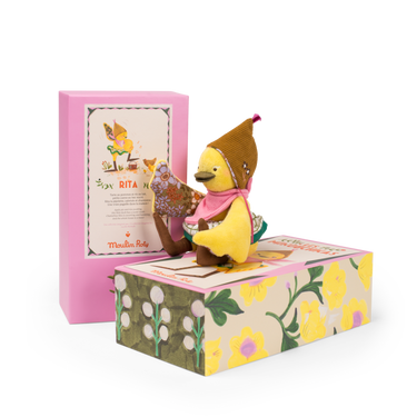 Rita the Duck plush toy from The Minouchkas, perfect for cuddles and playtime for babies and toddlers.
