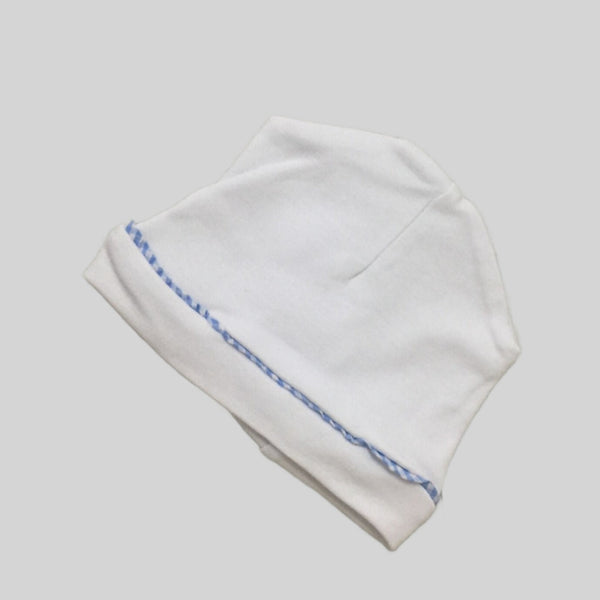 Gingham Trim Hat - Blue