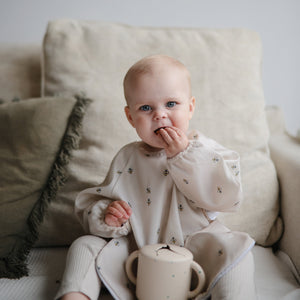 Mushie Long Sleeve Bib water resistant 6 to 24 months