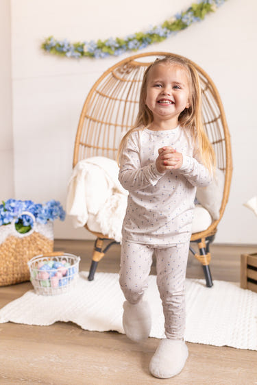 Tiny Tulips 2pc Bamboo Pajamas for babies, soft and breathable sleepwear in a charming floral design.
