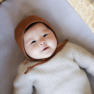 Rust Linen Bonnet Cotton-Lined