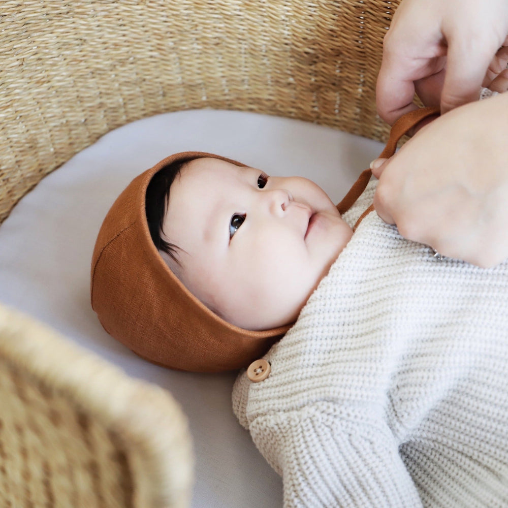 Rust Linen Bonnet Cotton-Lined