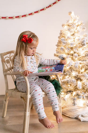 Tied with a Bow Christmas 2pc Henley Bamboo Pajamas for babies, perfect for cozy sleep and festive celebrations.