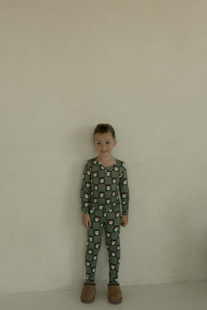 Bamboo Two Piece Pajamas | Santa Checkerboard
