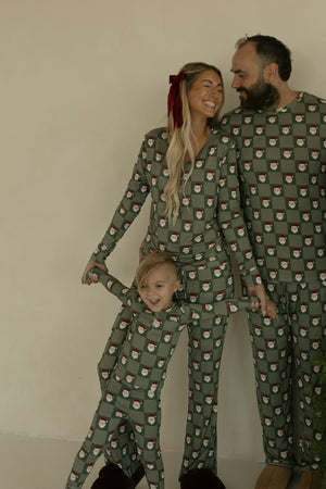 Bamboo Two Piece Pajamas | Santa Checkerboard