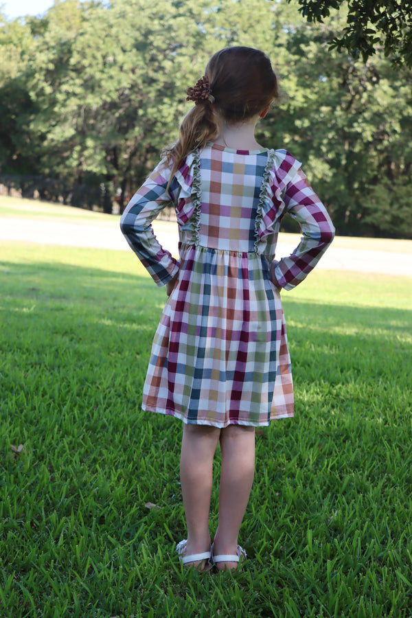 Fall Autumn Baby Girls Plaid Dress
