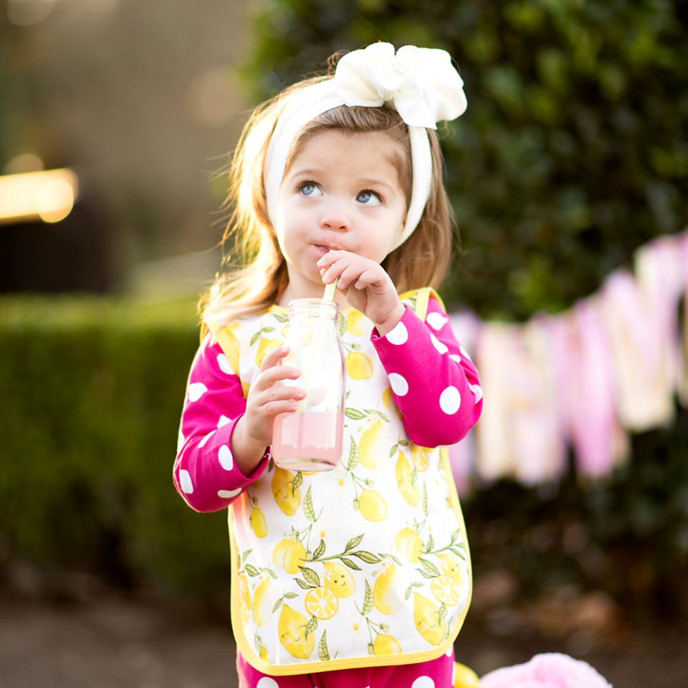 Fresh Lemon Bapron for babies, stylish and practical bib apron for mess-free mealtime.