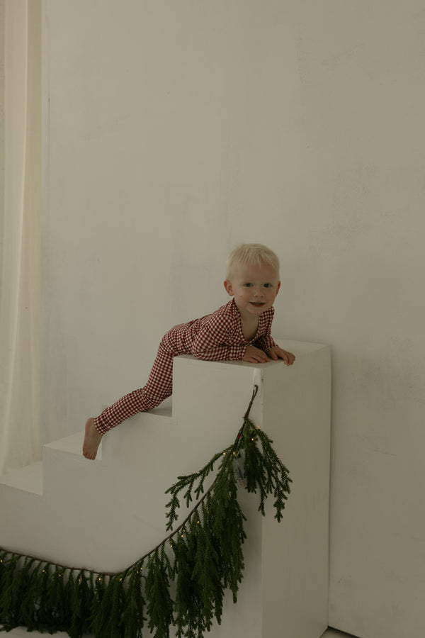 Bamboo Two Piece Pajamas | Red Gingham