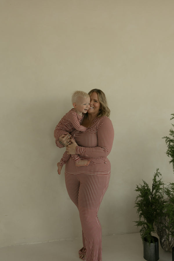 Bamboo Two Piece Pajamas | Red Gingham
