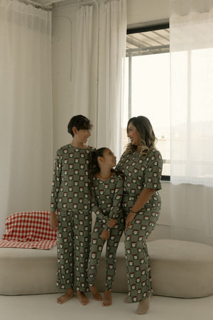 Bamboo Two Piece Pajamas | Santa Checkerboard