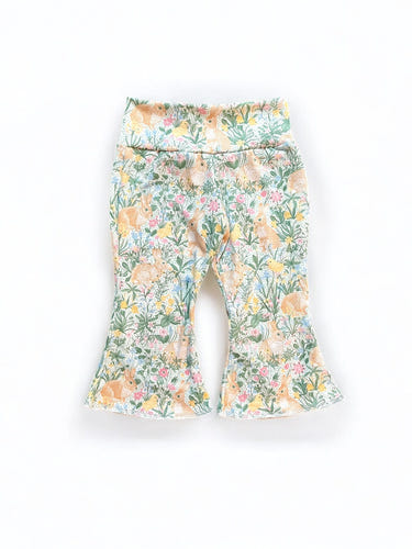 Spring Bunny Blooms Easter Baby Bell Bottoms in vibrant floral design for stylish infant outfits.