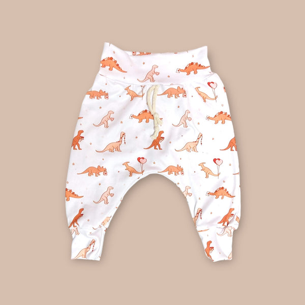 Valentine's Day Mr. Steal Your Heart Dino Jogger Outfit for babies, two-piece set, playful design, angle view.