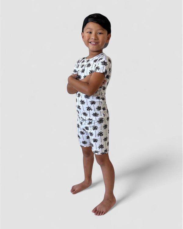 Bamboo Shorts Set | Palm Style White