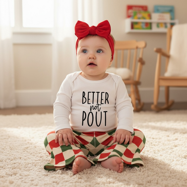 Christmas Checkered Baby Bell Bottom Outfit