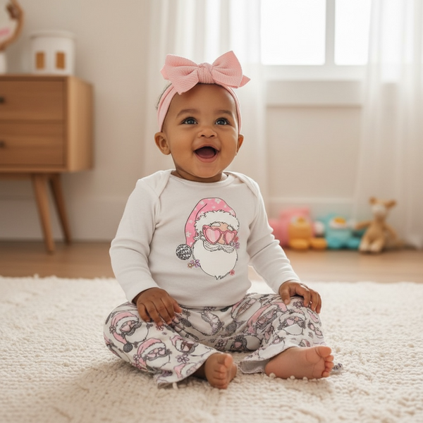 Disco Santa Christmas Baby Bell Bottom Outfit