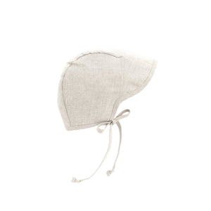 Brimmed Sand Linen Bonnet Cotton-Lined