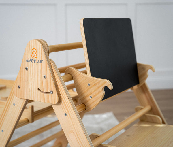 Desk and chair attachment for Hazel & Olive rocking chairs, showcasing a stylish angle 2 view.