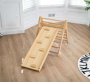 Bazel 6-in-1 Pikler Climber Set | Wooden Triangle, Rocker Arch & Slide for Toddlers