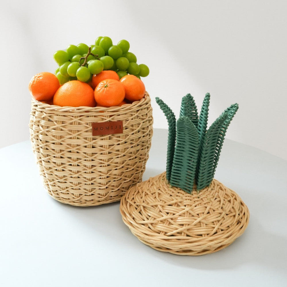 Pineapple Rattan Storage Basket Natural - Small