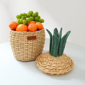 Pineapple Rattan Storage Basket Natural - Small