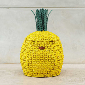 Pineapple Rattan Storage Basket Yellow - Medium