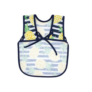 Summer Stripes Pineapple Bapron on sale, angle view showcasing vibrant design for babies. Perfect for mealtime messes.