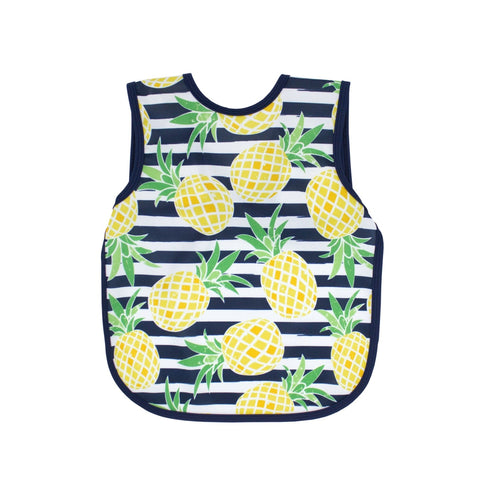 Summer Stripes Pineapple Bapron on sale, shown at angle 3, perfect for stylish and practical baby feeding.