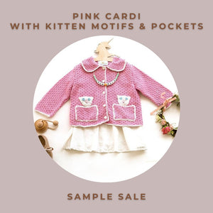 Pink Cardi with Kitten Motifs & Pockets