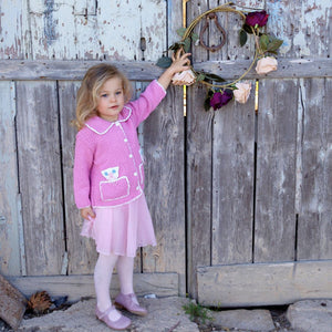 Pink Cardi with Kitten Motifs & Pockets