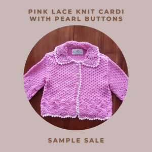 Pink Lace Cardi with Pearl Buttons