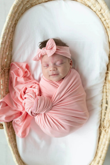 Swaddle Blanket, Hat and Headband Set - Pink - MOOGCO Baby