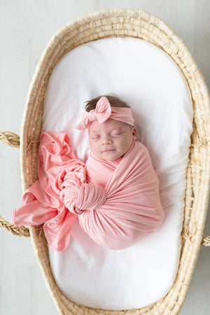 Swaddle Blanket, Hat and Headband Set - Pink - MOOGCO Baby
